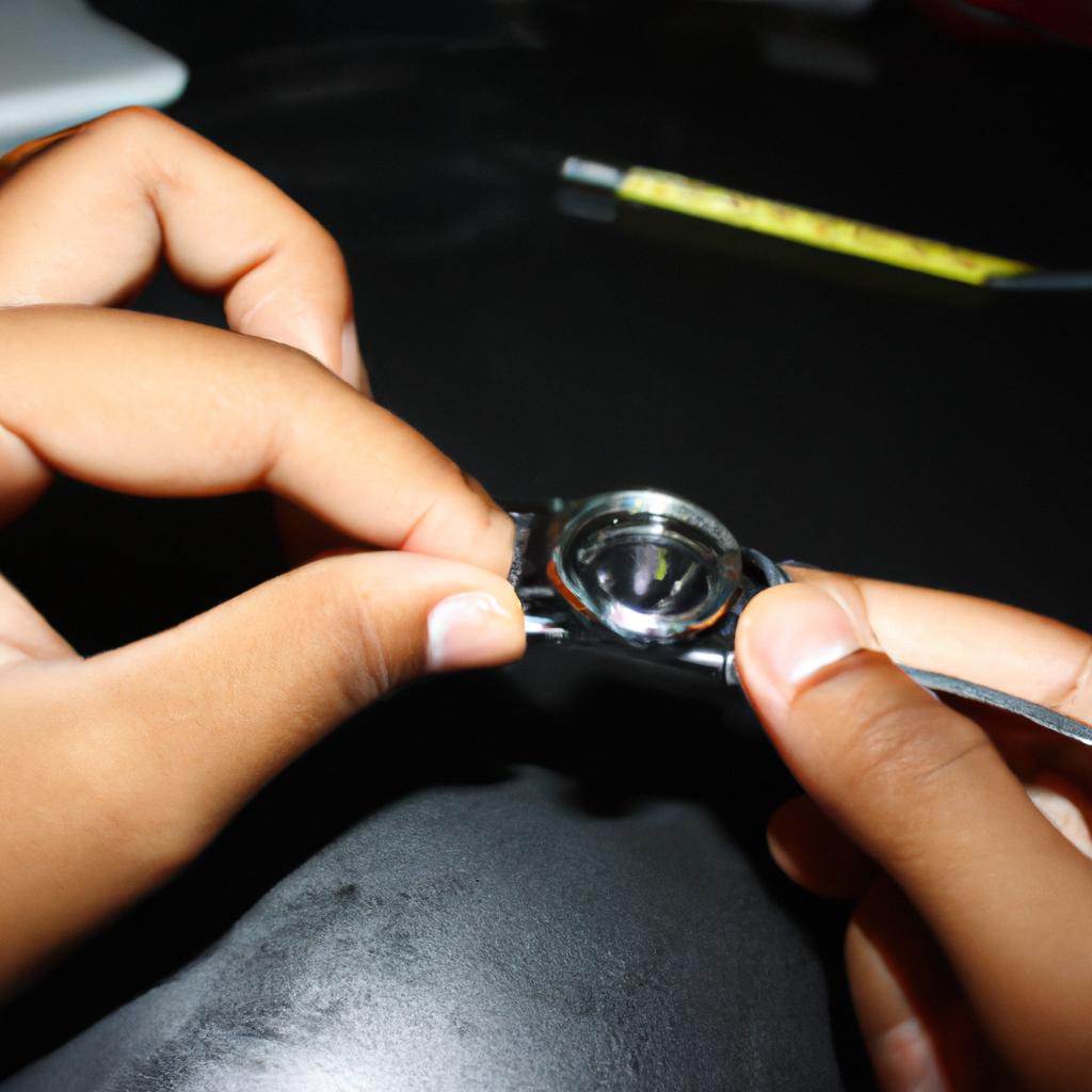 Person measuring watch band length