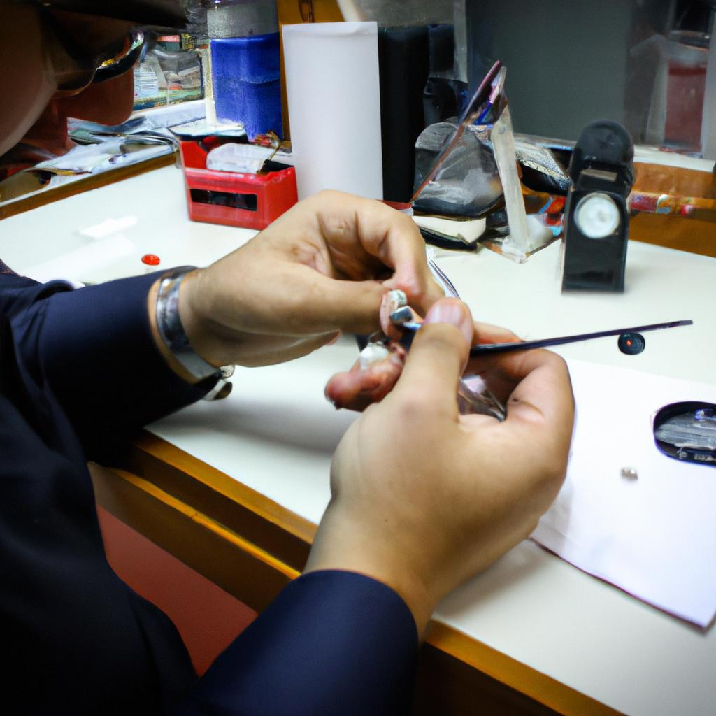 Person working in watch shop