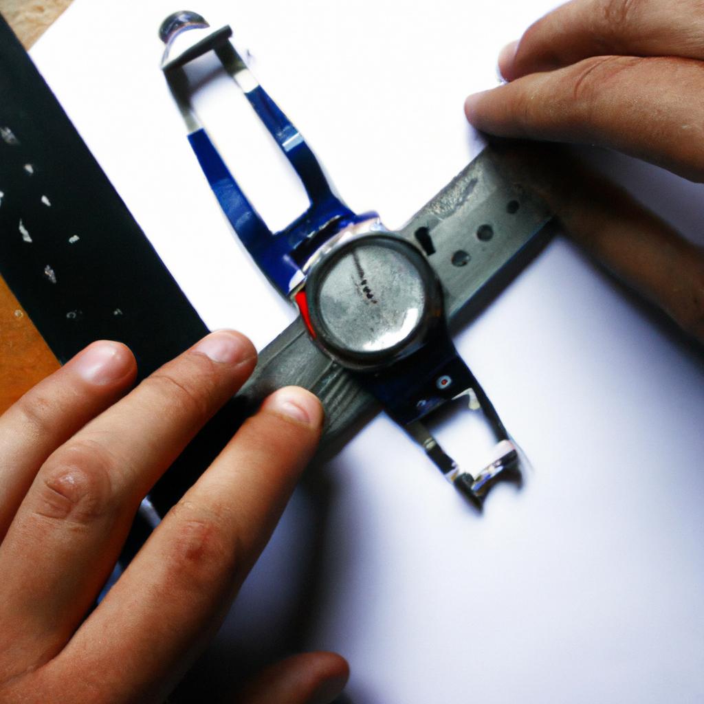 Person measuring watch strap length
